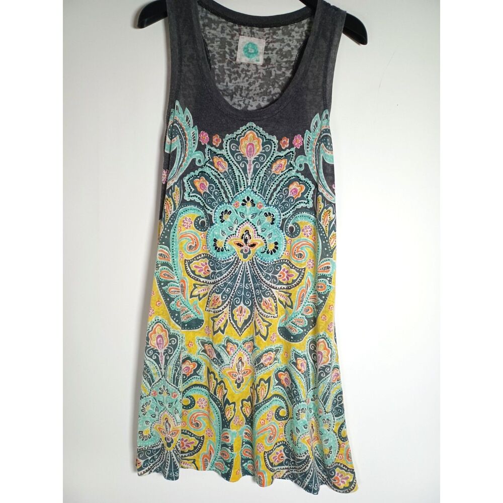 Double D Ranch Dress Beaded Burnout Western Boho Racerback Medium Yeehaw Cowgirl